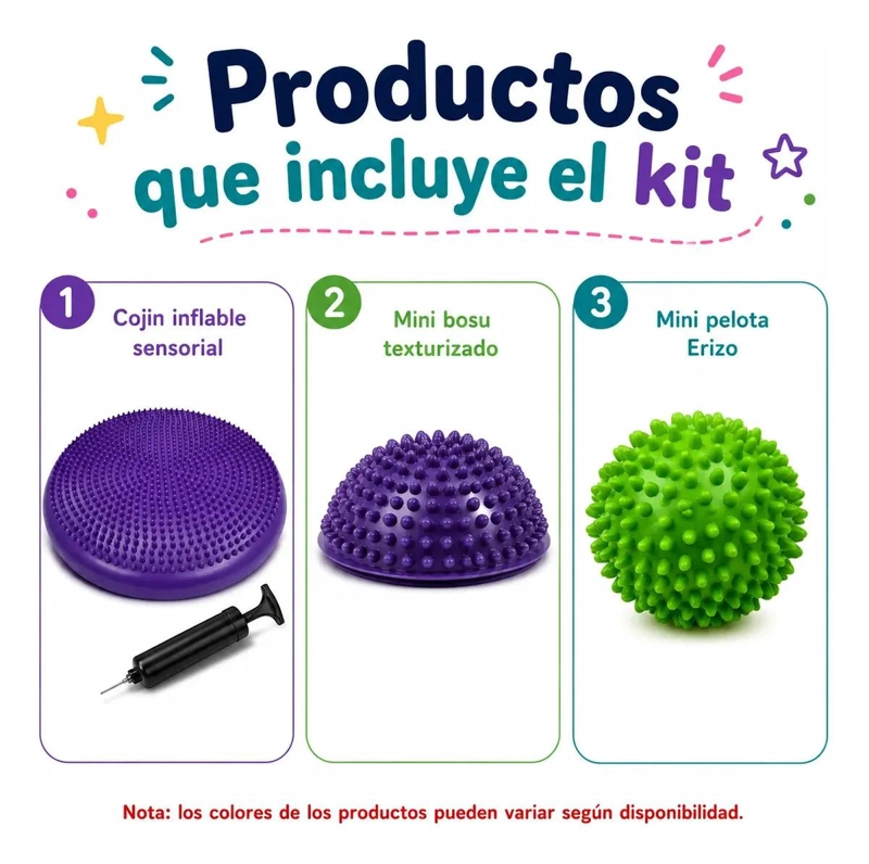 KIT SENSORIAL FUCSIA COJIN, MINI BOSU, PELOTA ERIZO, TEA, TDAH - 2