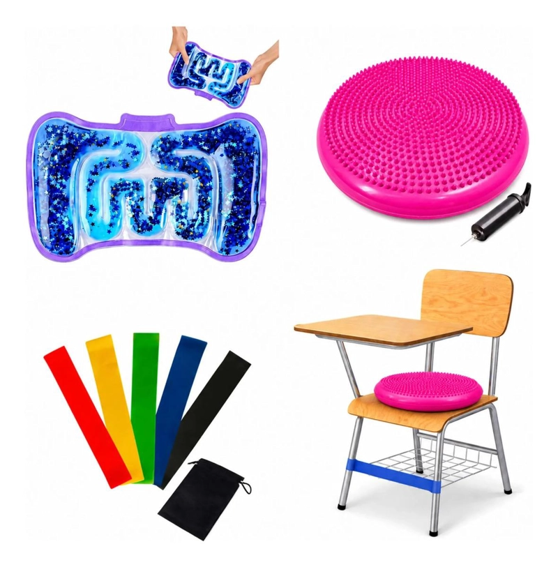 PACK SENSORIAL ESCOLAR ROSA, REGULACION AUTISMO, TDAH, NIÑOS - 1