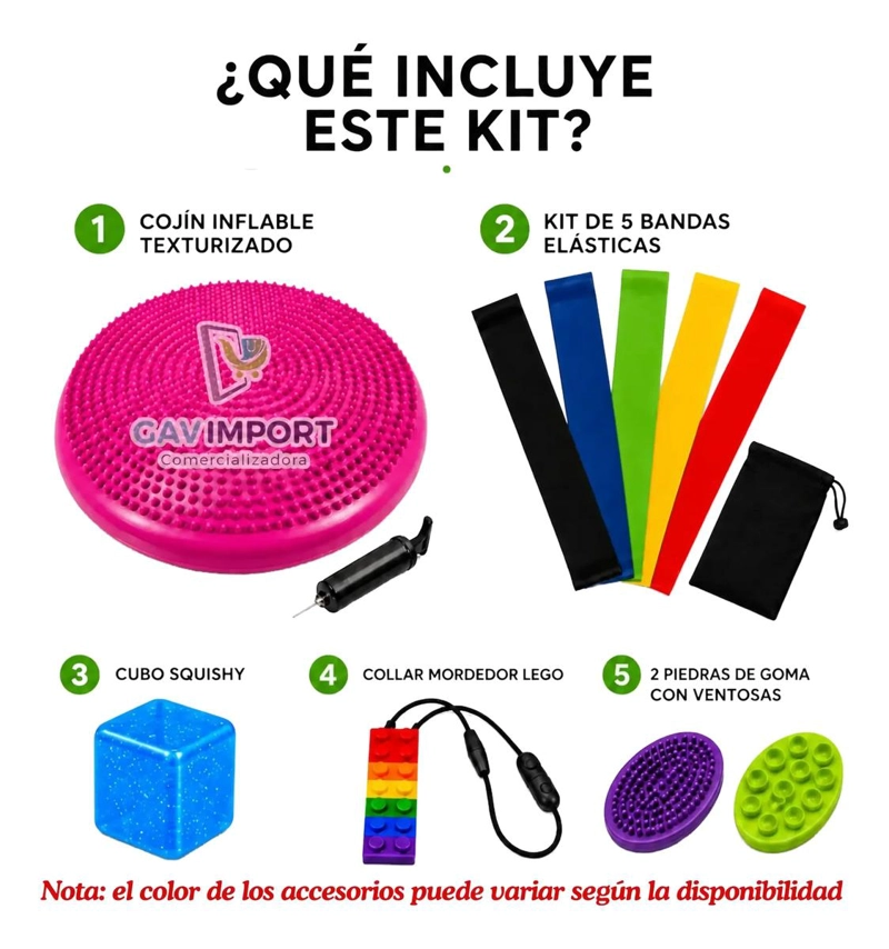 KIT SENSORIAL FUCSIA, COJIN, CUBO, MORDEDOR, REGULACION AUTISMO - 2