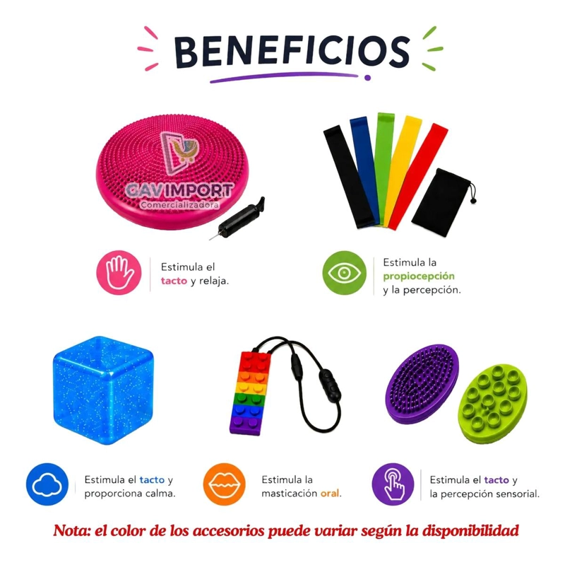 KIT SENSORIAL FUCSIA, COJIN, CUBO, MORDEDOR, REGULACION AUTISMO - 3