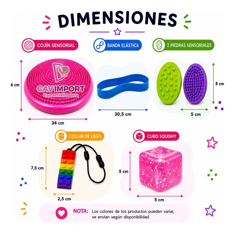 KIT SENSORIAL FUCSIA, COJIN, CUBO, MORDEDOR, REGULACION AUTISMO - 4