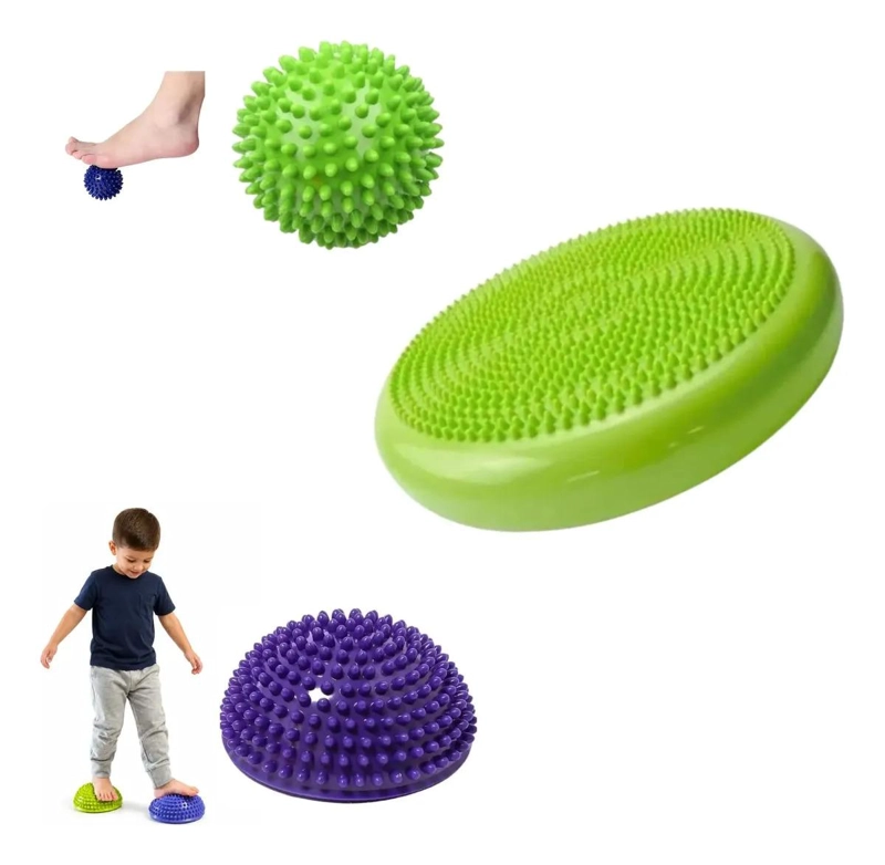 KIT SENSORIAL VERDE COJIN, MINI BOSU, PELOTA ERIZO, TEA, TDAH - 1