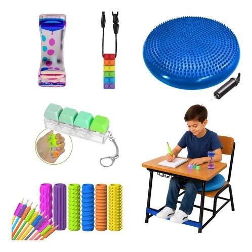 KIT SENSORIAL AZUL ESCOLAR, ANTIESTRES, REGULACION TEA, TDAH - 1