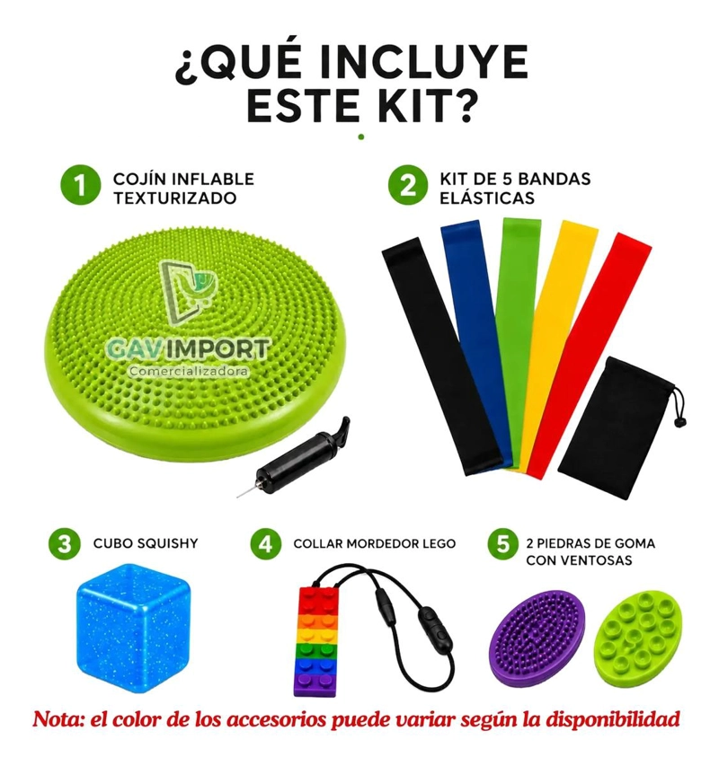KIT SENSORIAL VERDE, COJIN, CUBO, MORDEDOR, REGULACION AUTISMO - 2