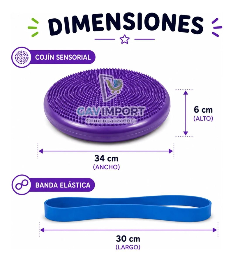KIT COJIN SENSORIAL MORADO SET 5 BANDAS, REGULACION AUTISMO TDAH - 3