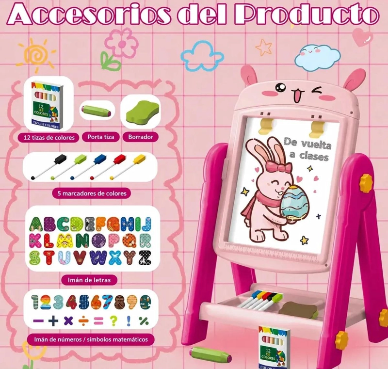 PIZARRA ATRIL INFANTIL DISEÑO CON TIZAS Y BORRADOR - 4