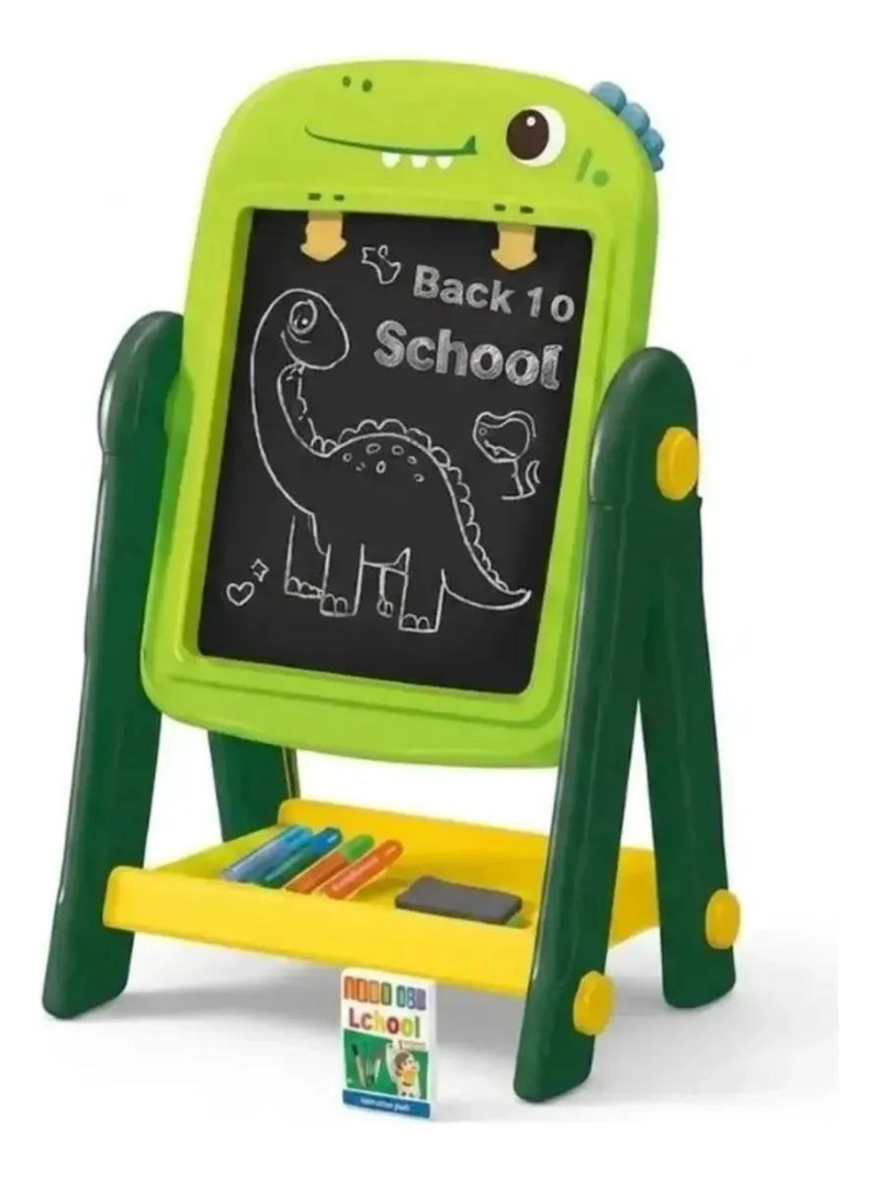 PIZARRA ATRIL INFANTIL DISEÑO DINOSAURIO CON TIZAS Y BORRADO - 1