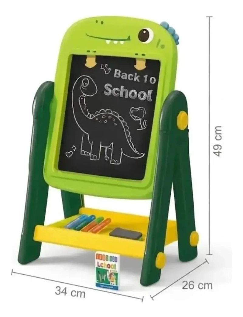 PIZARRA ATRIL INFANTIL DISEÑO DINOSAURIO CON TIZAS Y BORRADO - 6