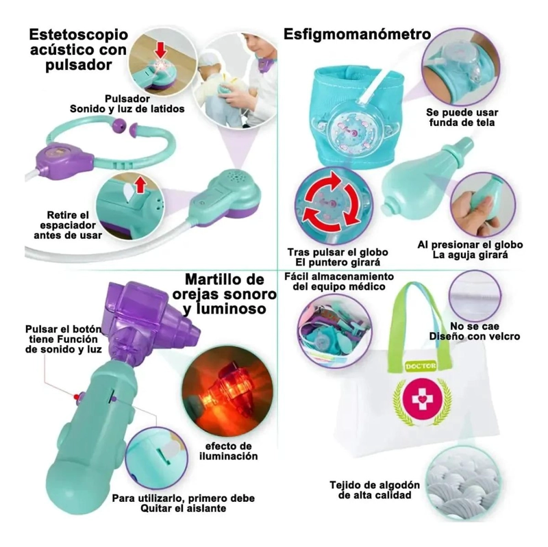 SET JUGUETES MEDICO DOCTOR NIÑOS INFANTIL CON LUZ Y SONIDO - 2