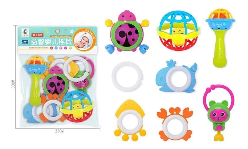 SET 5 SONAJEROS MORDEDORES SENSORIAL PARA BEBES MULTICOLOR - 2