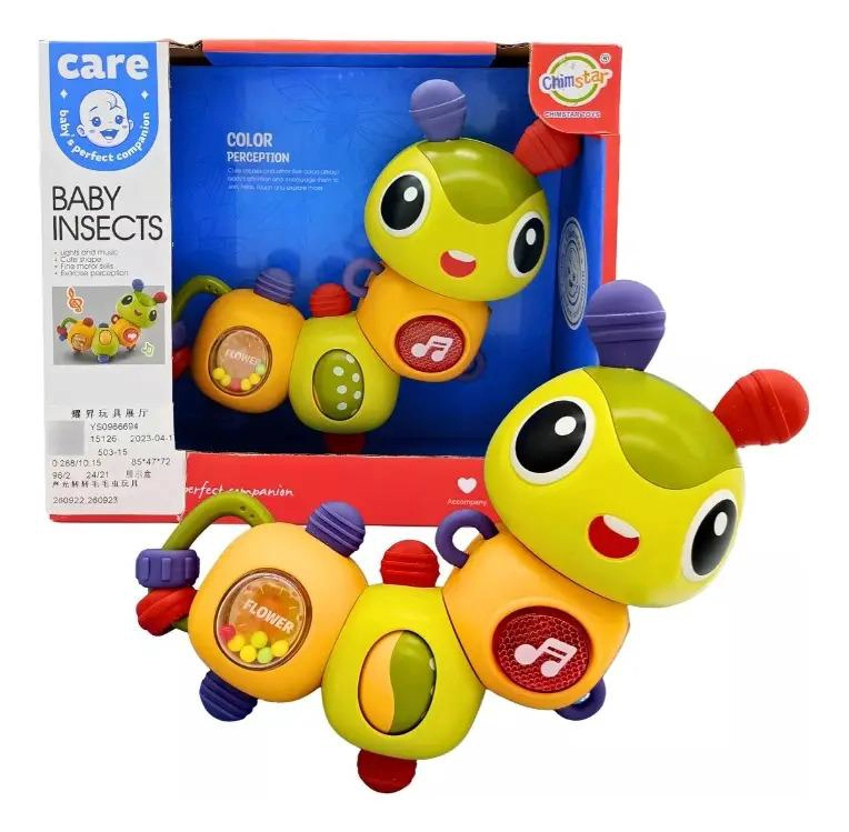 SONAJERO ORUGA BEBE CON LUZ Y MUSICA ESTIMULACION SENSORIAL MULTICOLOR - 2