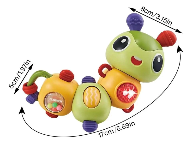 SONAJERO ORUGA BEBE CON LUZ Y MUSICA ESTIMULACION SENSORIAL MULTICOLOR - 4
