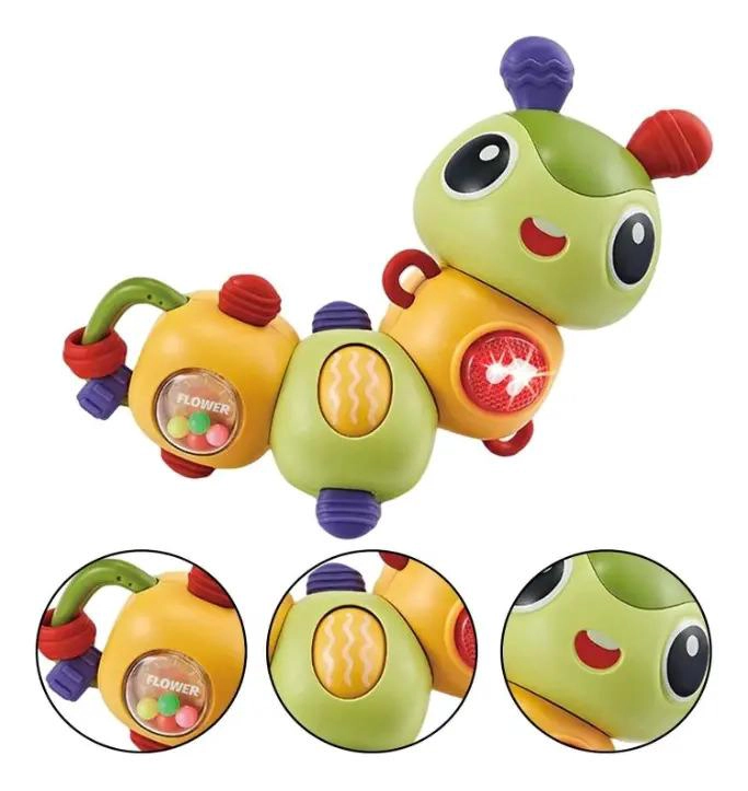 SONAJERO ORUGA BEBE CON LUZ Y MUSICA ESTIMULACION SENSORIAL MULTICOLOR - 5