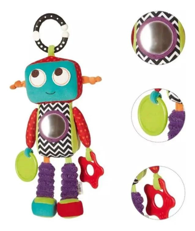 PELUCHE SENSORIAL PARA BEBE S CON SONAJERO-MORDEDOR-COLGADOR TURQUESA - 2