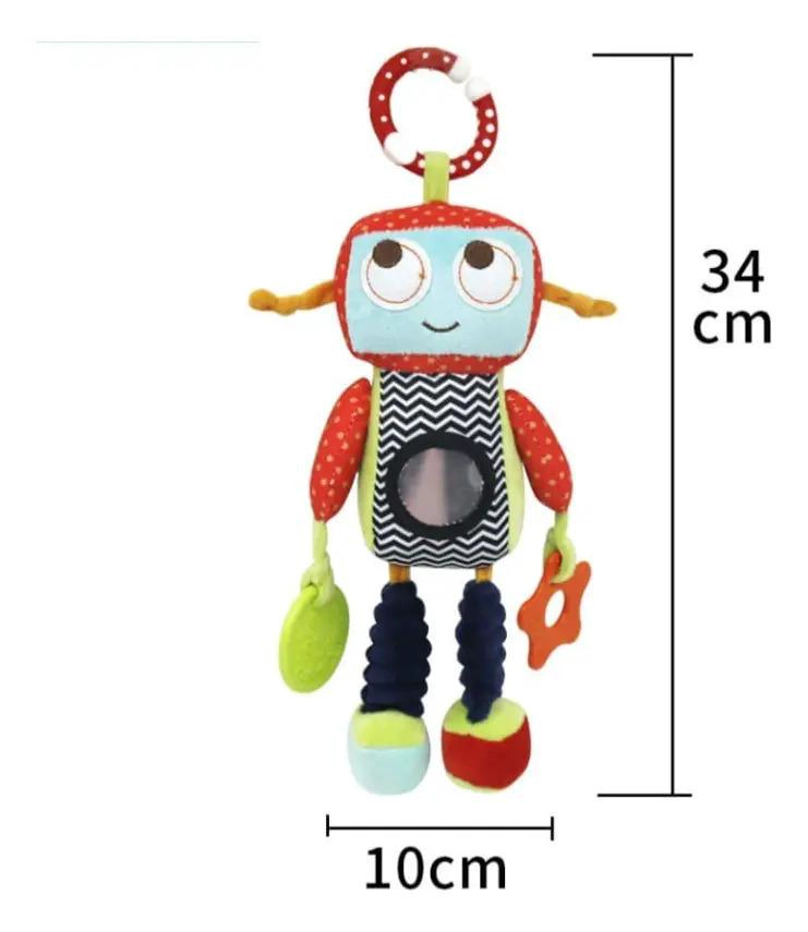PELUCHE SENSORIAL PARA BEBE S CON SONAJERO-MORDEDOR-COLGADOR TURQUESA - 3