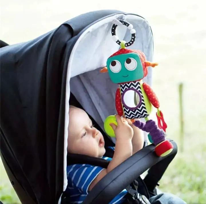 PELUCHE SENSORIAL PARA BEBE S CON SONAJERO-MORDEDOR-COLGADOR TURQUESA - 4