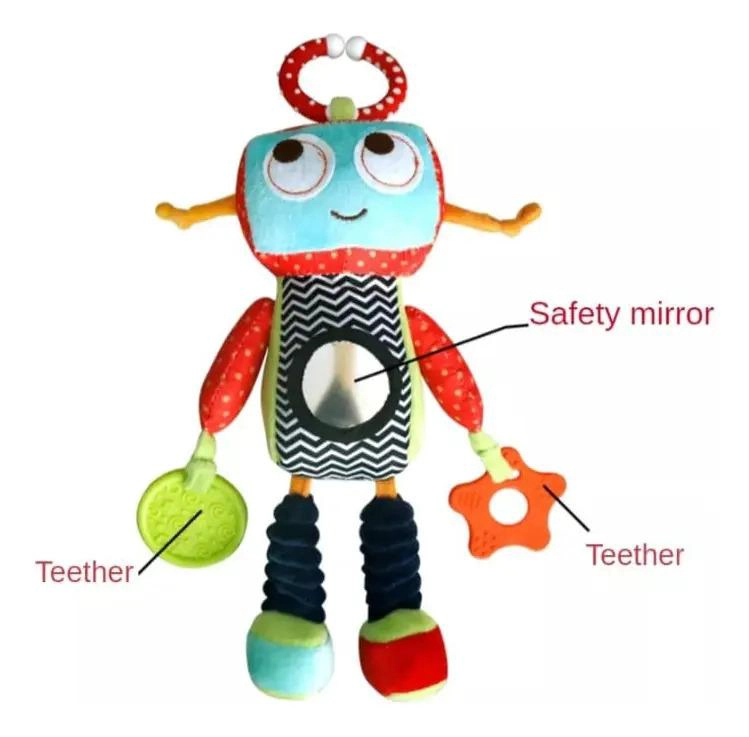 PELUCHE SENSORIAL PARA BEBE S CON SONAJERO-MORDEDOR-COLGADOR TURQUESA - 5