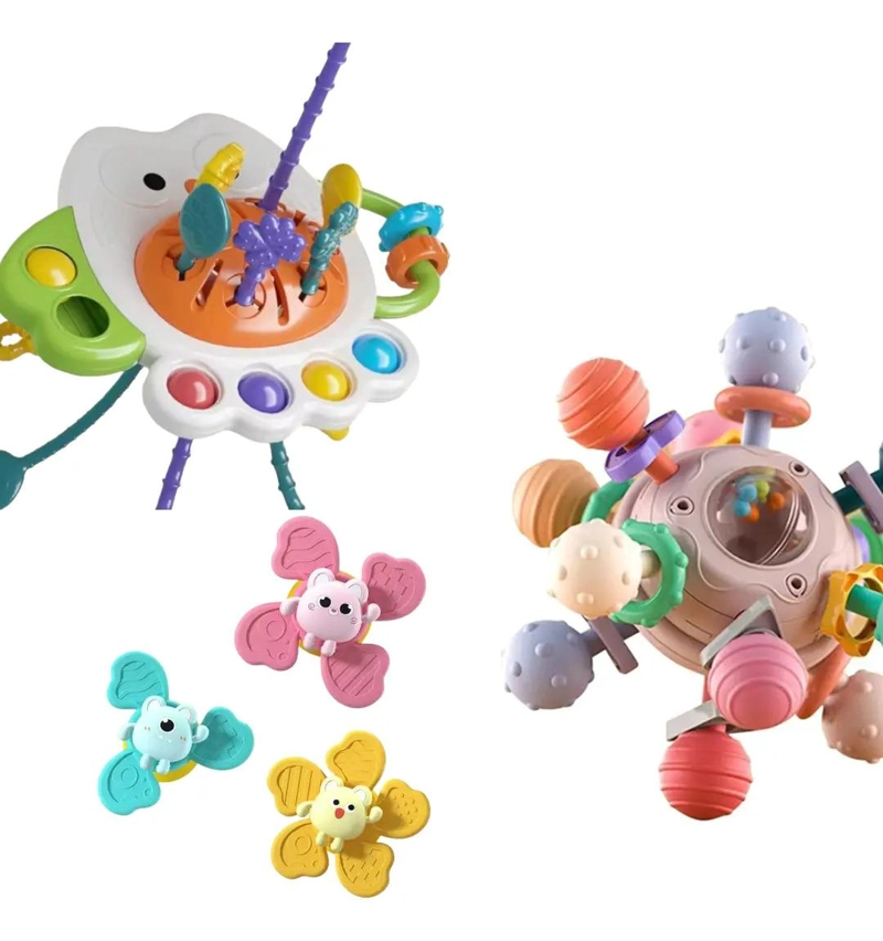 PACK DE ESTIMULACION TEMPRANA PARA BEBE S SONAJEROS MULTICOLOR LABERINTO - 1