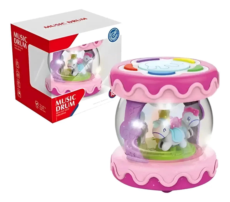JUGUETE CARRUSEL MUSICAL PARA BEBE , TAMBOR DE MANO GAV - 1