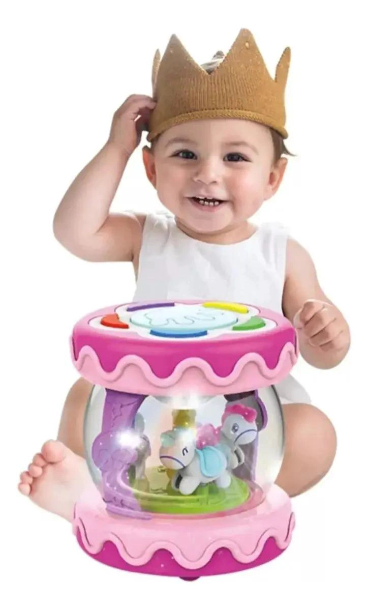 JUGUETE CARRUSEL MUSICAL PARA BEBE , TAMBOR DE MANO GAV - 3