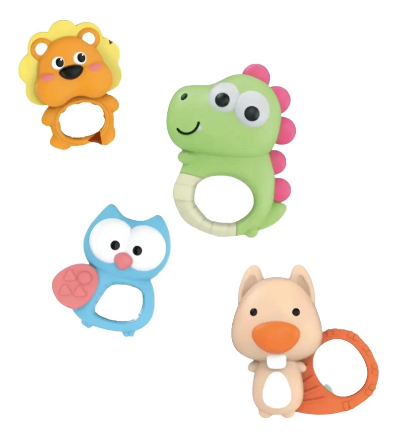 SET 4 SONAJEROS Y MORDILLO PARA DENTICION ANIMALITOS GAV IMP - 5