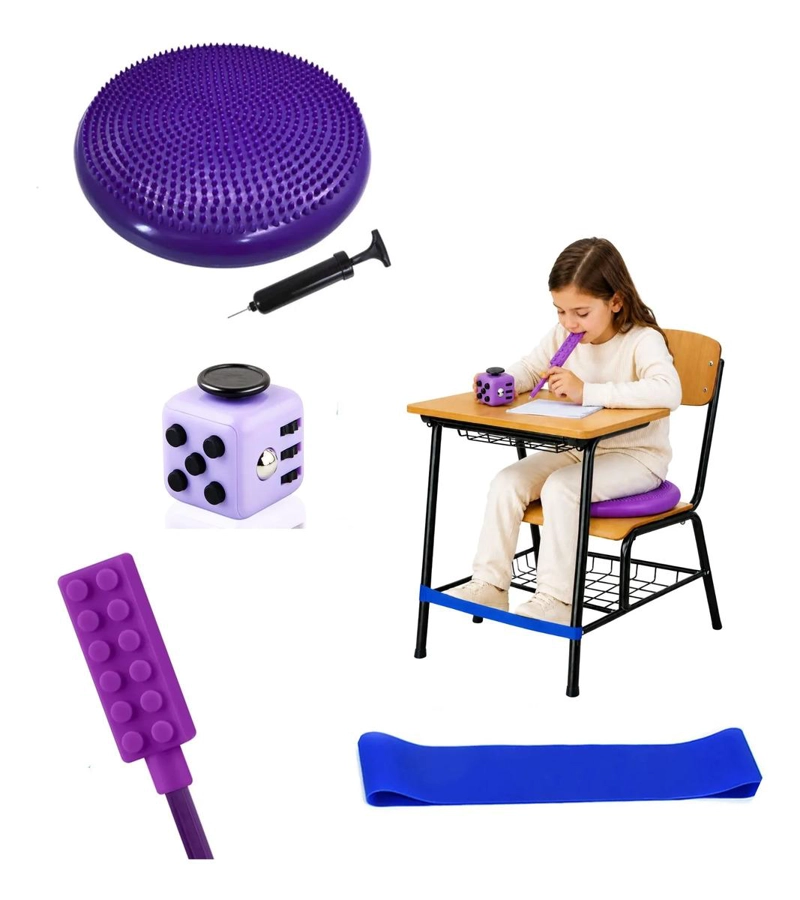 PACK SENSORIAL ESCOLAR MORADO, ANTIESTRES, REGULACION AUTISMO TDAH - 1