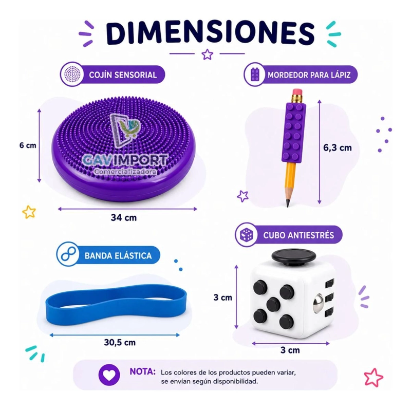 PACK SENSORIAL ESCOLAR MORADO, ANTIESTRES, REGULACION AUTISMO TDAH - 4