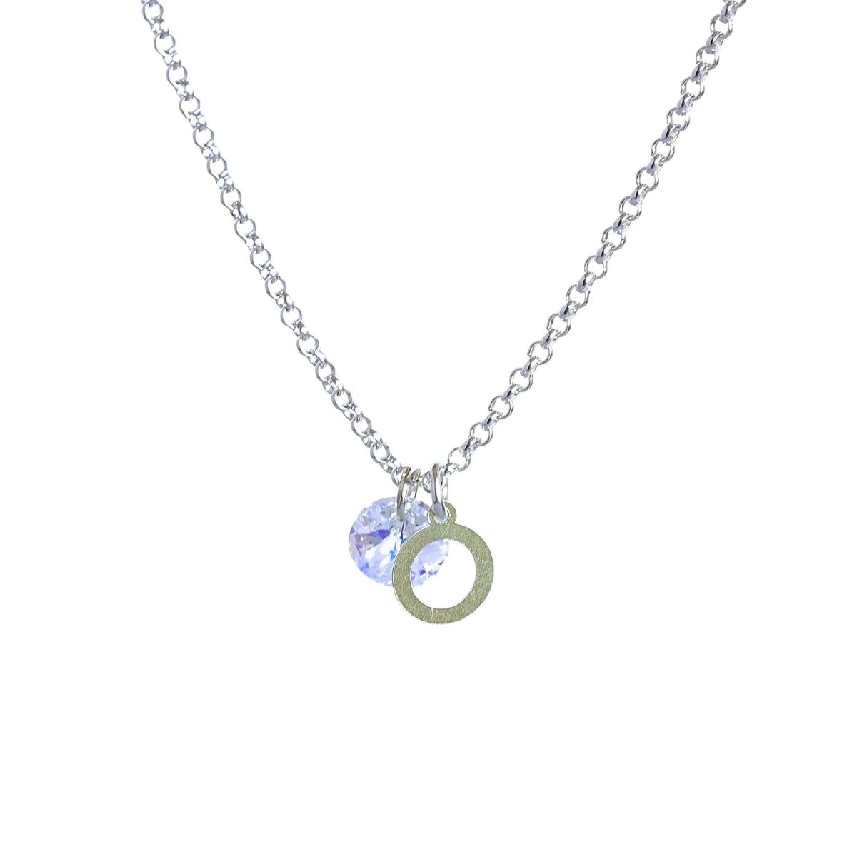 CADENA PLATA MUJER CON INICIAL Y CRISTAL - O - 1