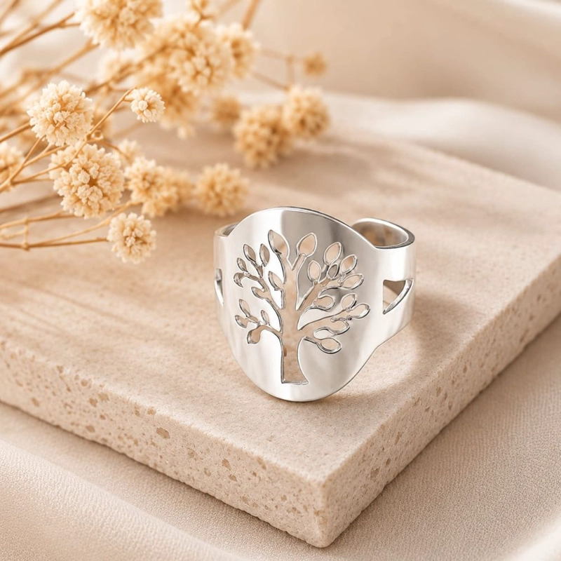 ANILLO AJUSTABLE DE PLATA ARBOL DE LA VIDA - 1