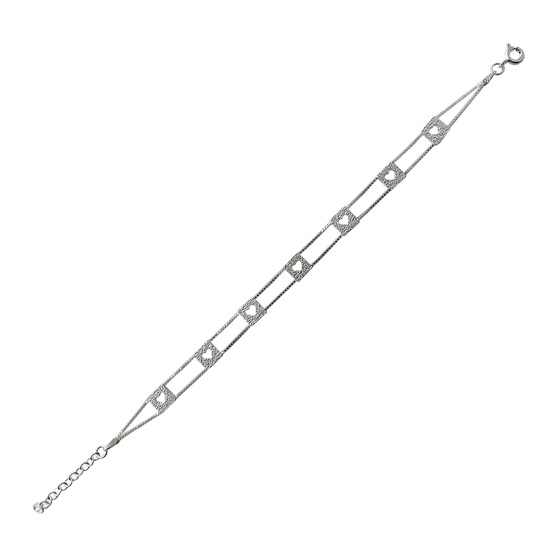 PULSERA DE PLATA LOVE CORAZONES - 1