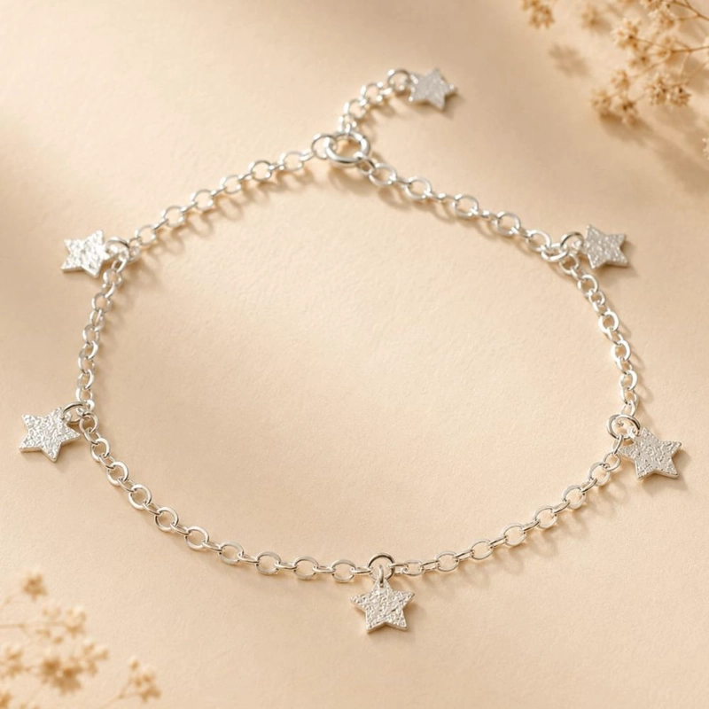 TOBILLERA DE PLATA ESTRELLAS - 1