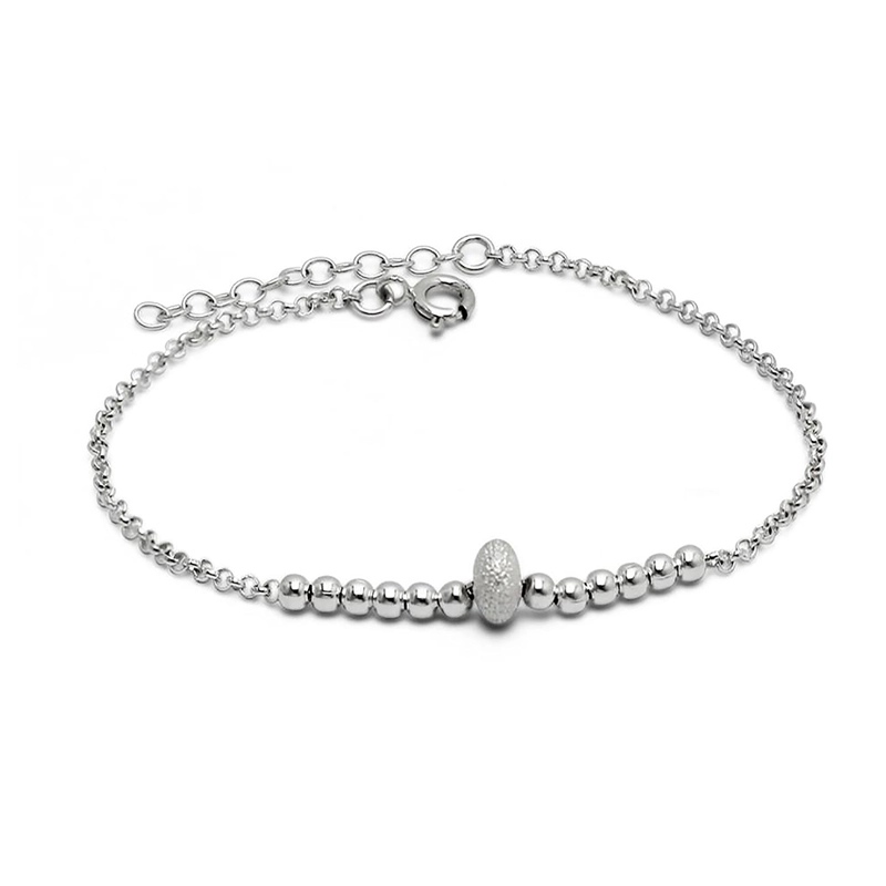 PULSERA DE PLATA CUENTA SATINADA - 1
