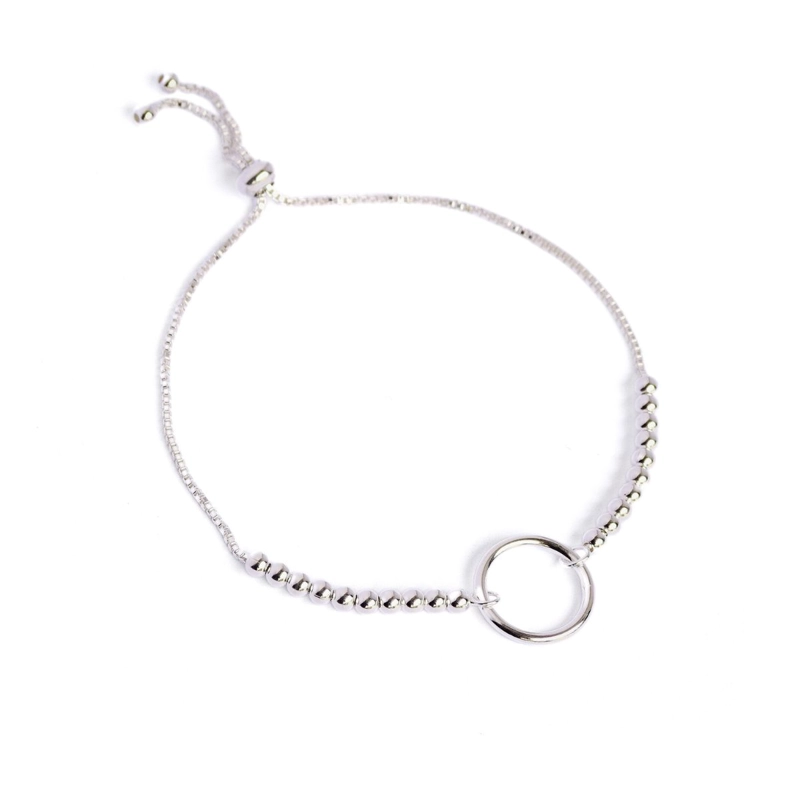 PULSERA AJUSTABLE DE PLATA CIRCULO CLASICO - 1