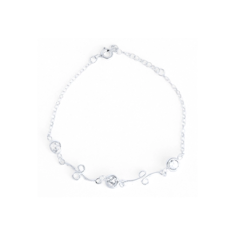 PULSERA DE PLATA PUNTOS BRILLANTES - 1
