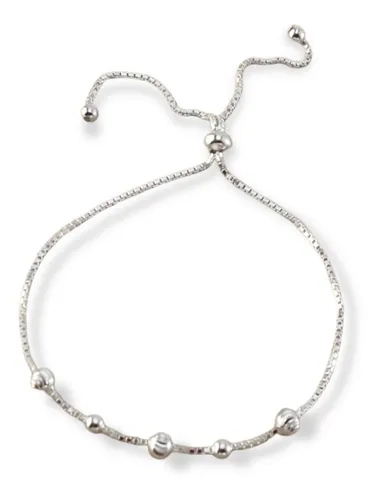 PULSERA AJUSTABLE DE PLATA PUNTOS Y POROTOS - 1