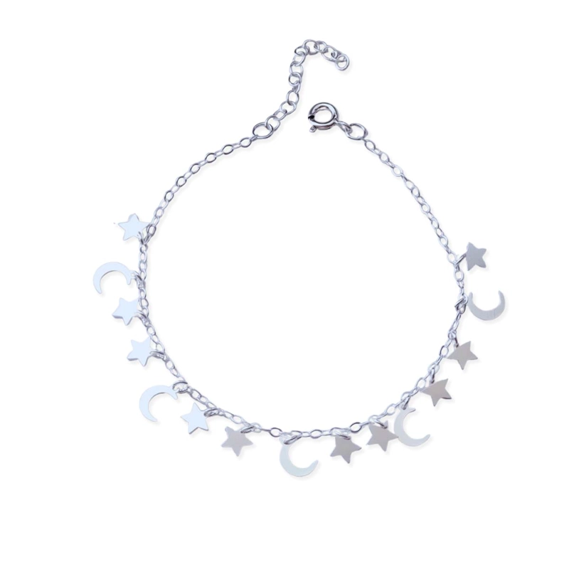 PULSERA DE PLATA LUNA Y ESTRELLAS - 1
