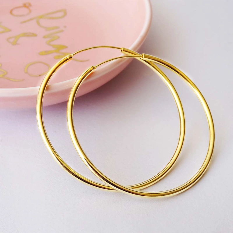 AROS DE PLATA ARGOLLAS DORADAS 5 CM - 2