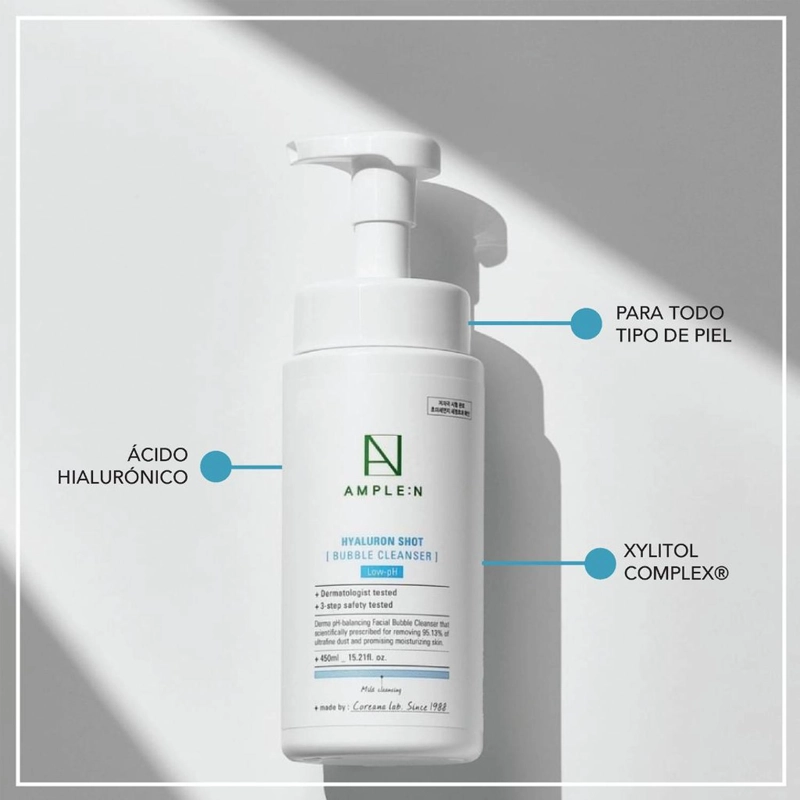 LIMPIADOR FACIAL ESPUMOSO AMPLEN ACIDO HIALURONICO 450ML - 3