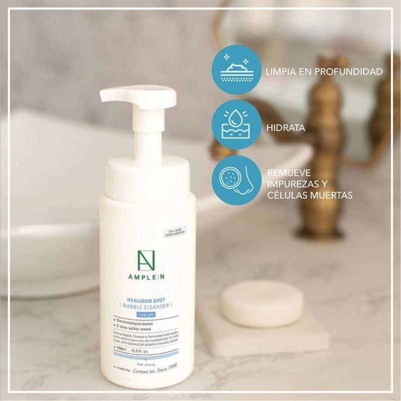 LIMPIADOR FACIAL ESPUMOSO AMPLEN ACIDO HIALURONICO 450ML - 4