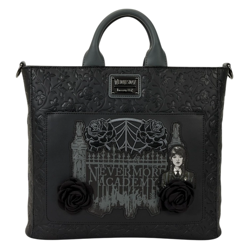 BOLSO LOUNGEFLY MUJER WEDNESDAY BLACK ROSES TOTE - 1