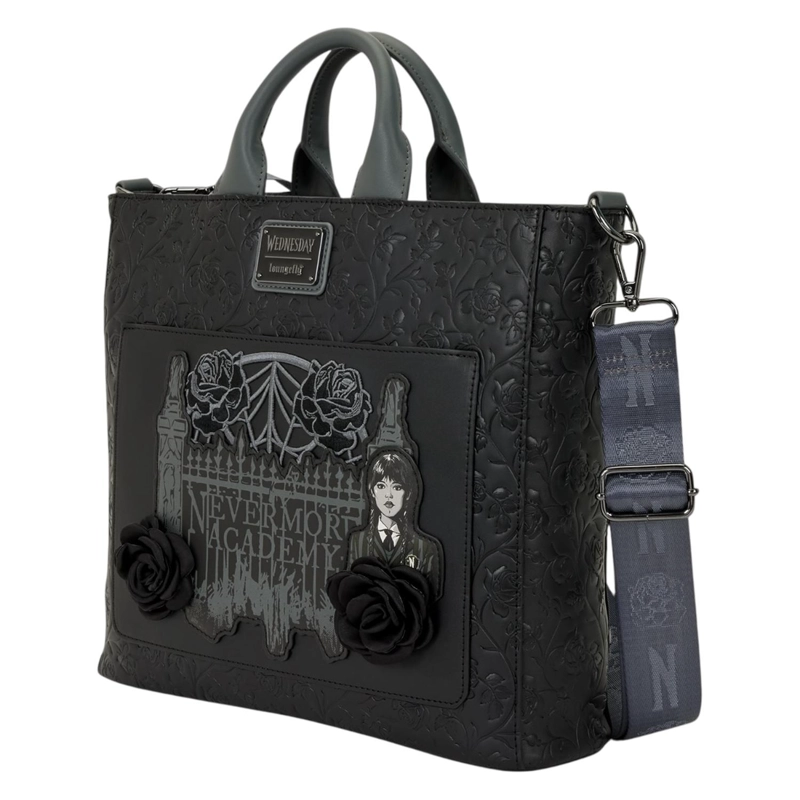 BOLSO LOUNGEFLY MUJER WEDNESDAY BLACK ROSES TOTE - 3