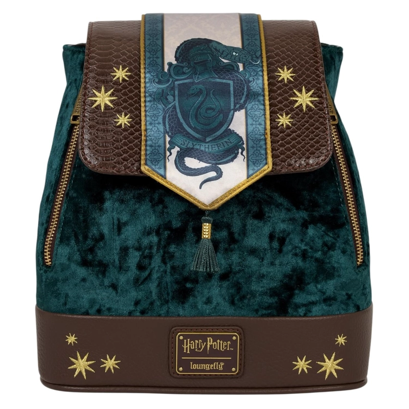MOCHILA LOUNGEFLY UNISEX HARRY POTTER SLYTHERIN VELVET - 1
