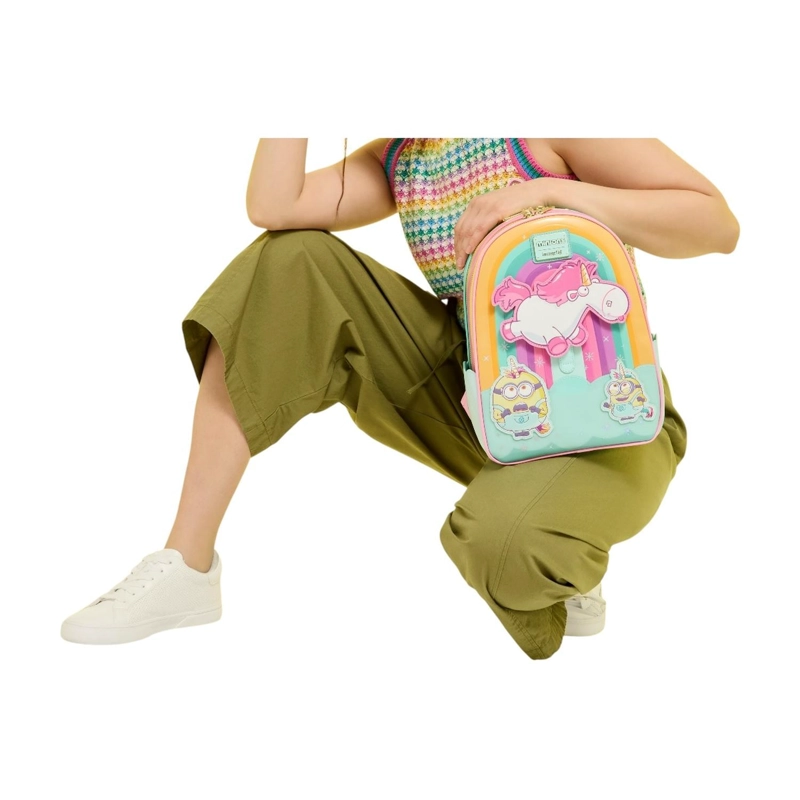 MOCHILA LOUNGEFLY MUJER MINIONS FLUFFY UNICORN RAINBOW - 2