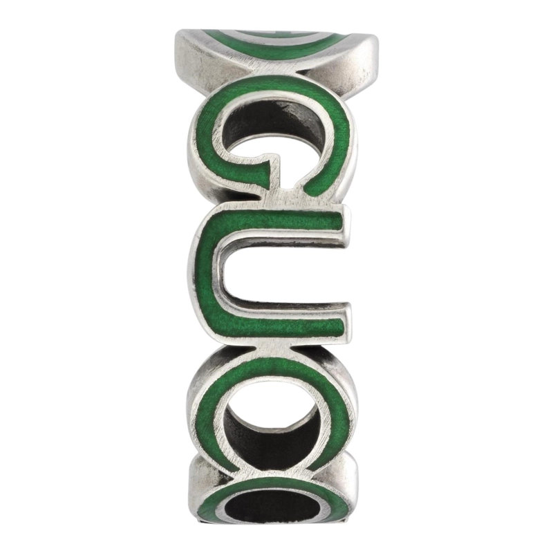 ANILLO GUCCI UNISEX PLATA INTERLOCKING G VERDE TALLA 22 - 2