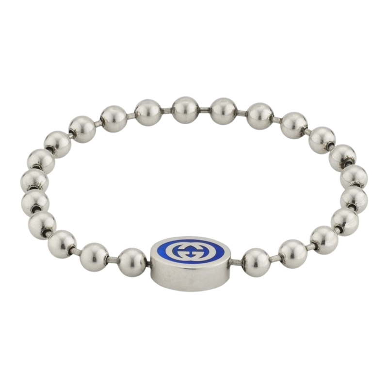 PULSERA BRAZALETE GUCCI UNISEX INTERLOCKING G PLATA TALLA 18 - 1