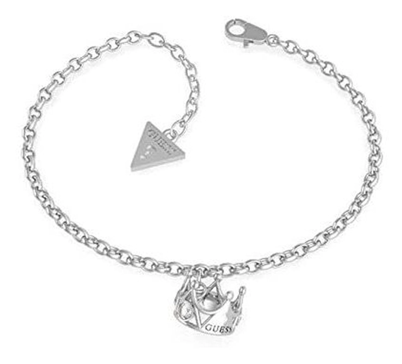 PULSERA GUESS QUEEN OF HEART TALLA L COLOR PLATEADO - 1
