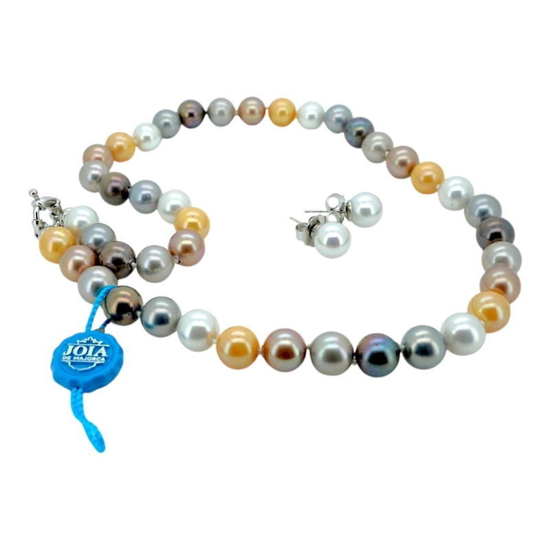 SET COLLAR PERLAS + AROS JOIA DE MAJORCA HECHO EN ESPAÑA - 1