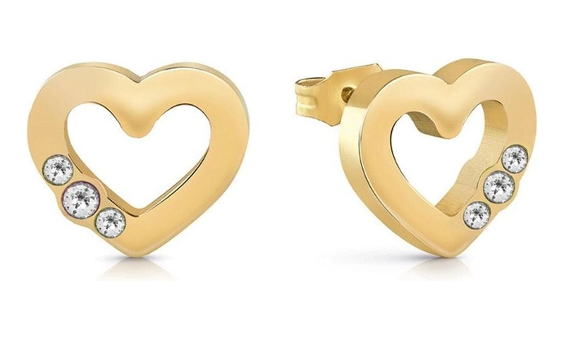 PENDIENTES DE ARO GUESS CORAZON DORADO UBE78058 BOLETA - 1
