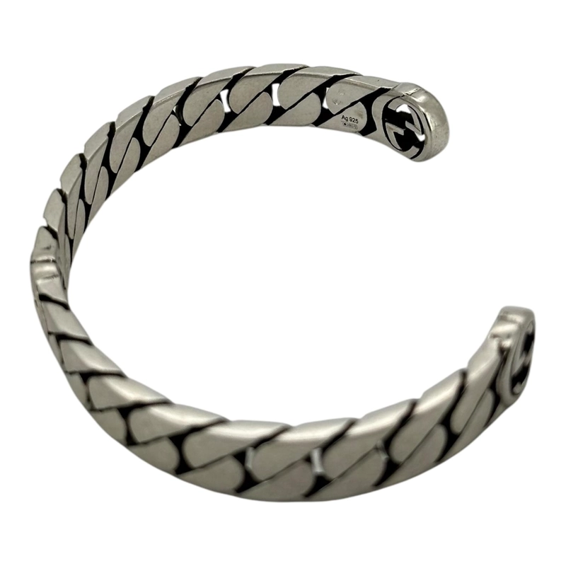 PULSERA BRAZALETE GUCCI UNISEX INTERLOCKING PLATA TALLA 18 - 1