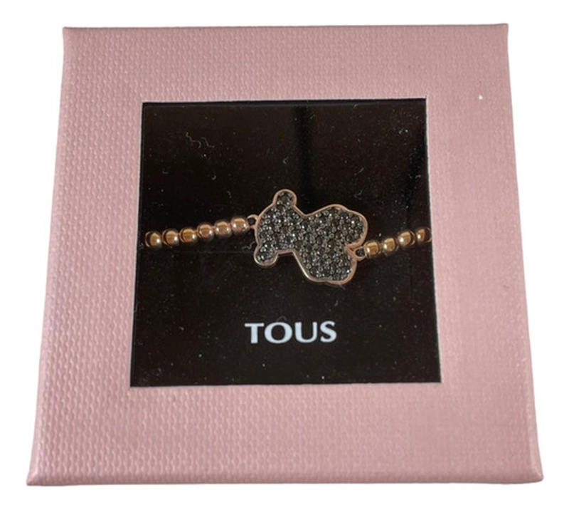 PULSERA OSO TOUS DE PLATA VERMEIL ROSE CORDON AJUSTABLE - 1